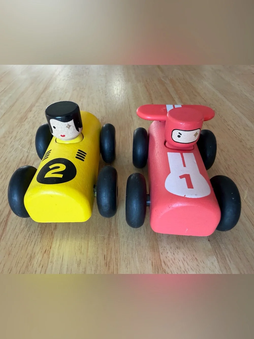 ($5 when bundled) FAO Schwarz Wooden Race Car Toy Set - used